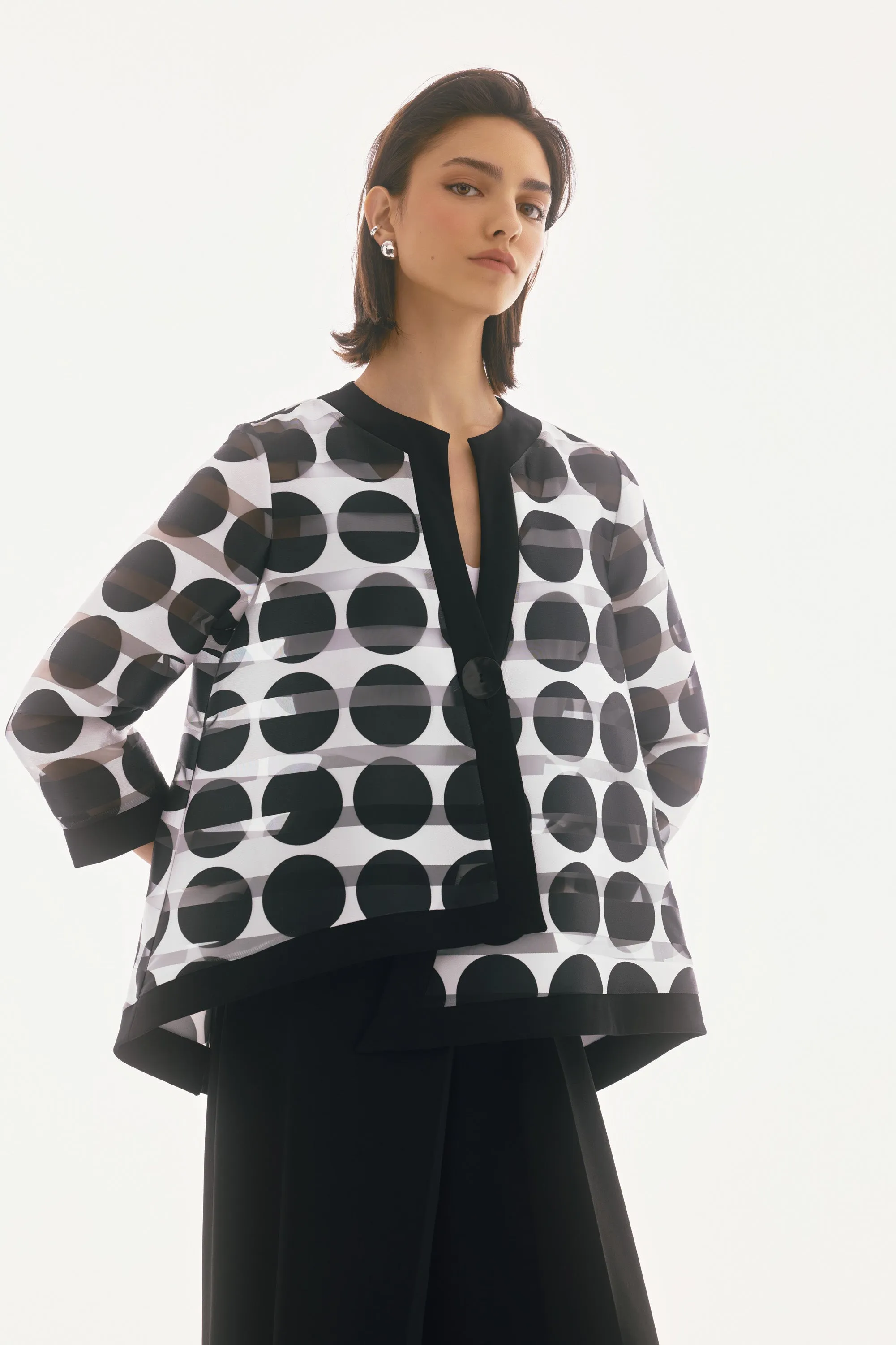 Signature Shadow Stripe Dot Print Swing Jacket