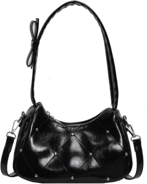 Small Shoulder Bag for Women Studded Purse Coquette Purse Bow Purse Vegan Leather Bag Hobo Bag Aesthetics