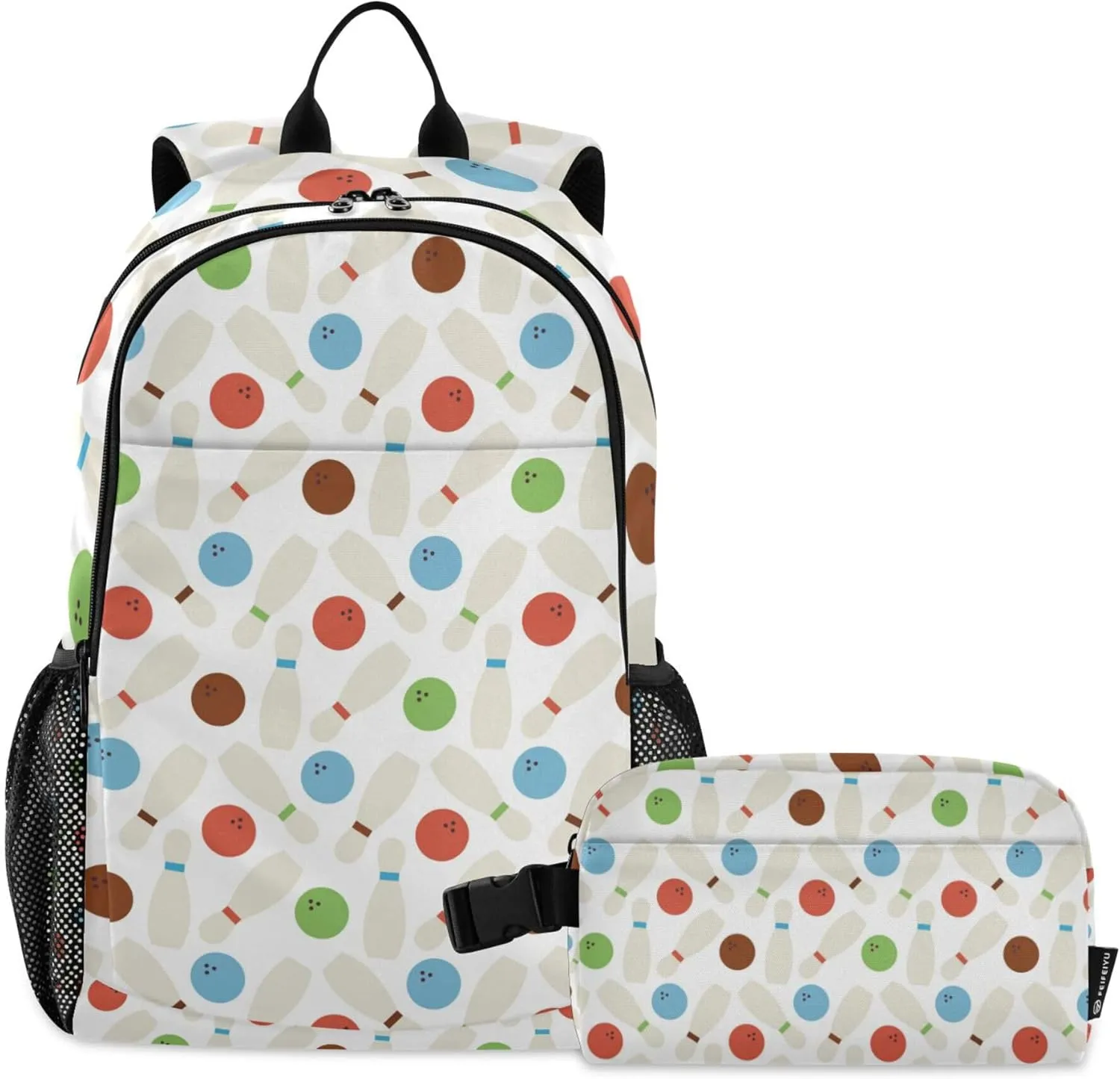 Sport Bowling Backpack with Lunch Bag, School Travel Backpack for Boys Girls Kids Backpacks Set
