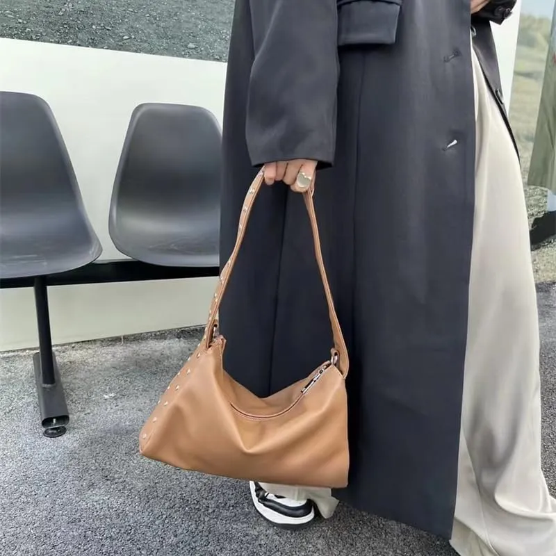 Studded Purse Vegan Leather Bag Hobo Bag Work Tote Bag Designer Bag Streetwear 2000s Purse Aesthetics
