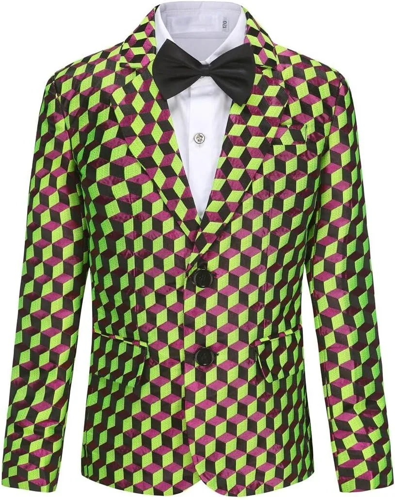 SWOTGdoby Boys Suits 2 Piece Check Plaid Suit Set Formal Dress Blazer Pants Slim Fit Tuxedo Suits for Boy