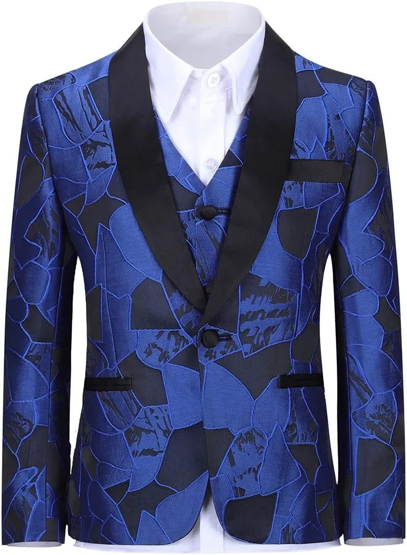 SWOTGdoby Boys Suits 3 Piece Slim Fit Kids Tuxedo Suits for Boys Formal Dress Blazer Jacket Pants Vest Wedding Party Prom