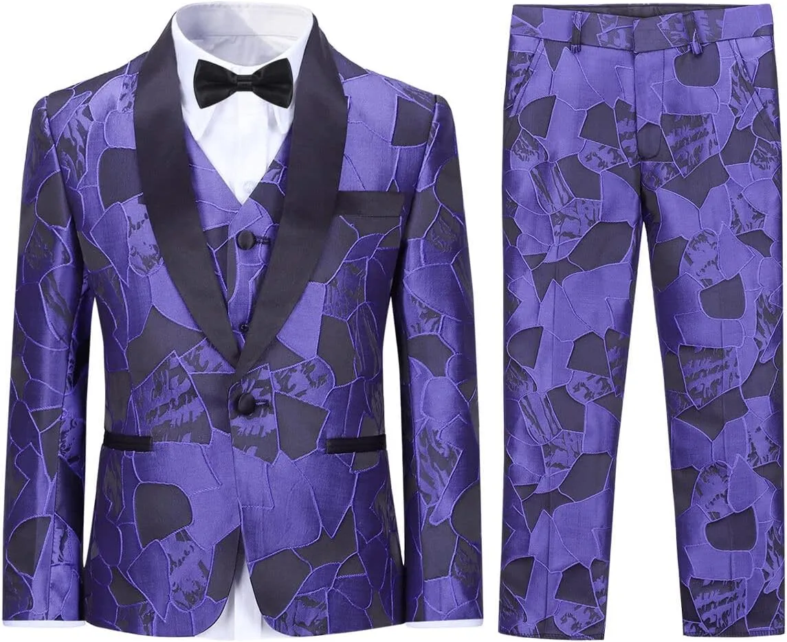 SWOTGdoby Boys Suits 3 Piece Slim Fit Kids Tuxedo Suits for Boys Formal Dress Blazer Jacket Pants Vest Wedding Party Prom