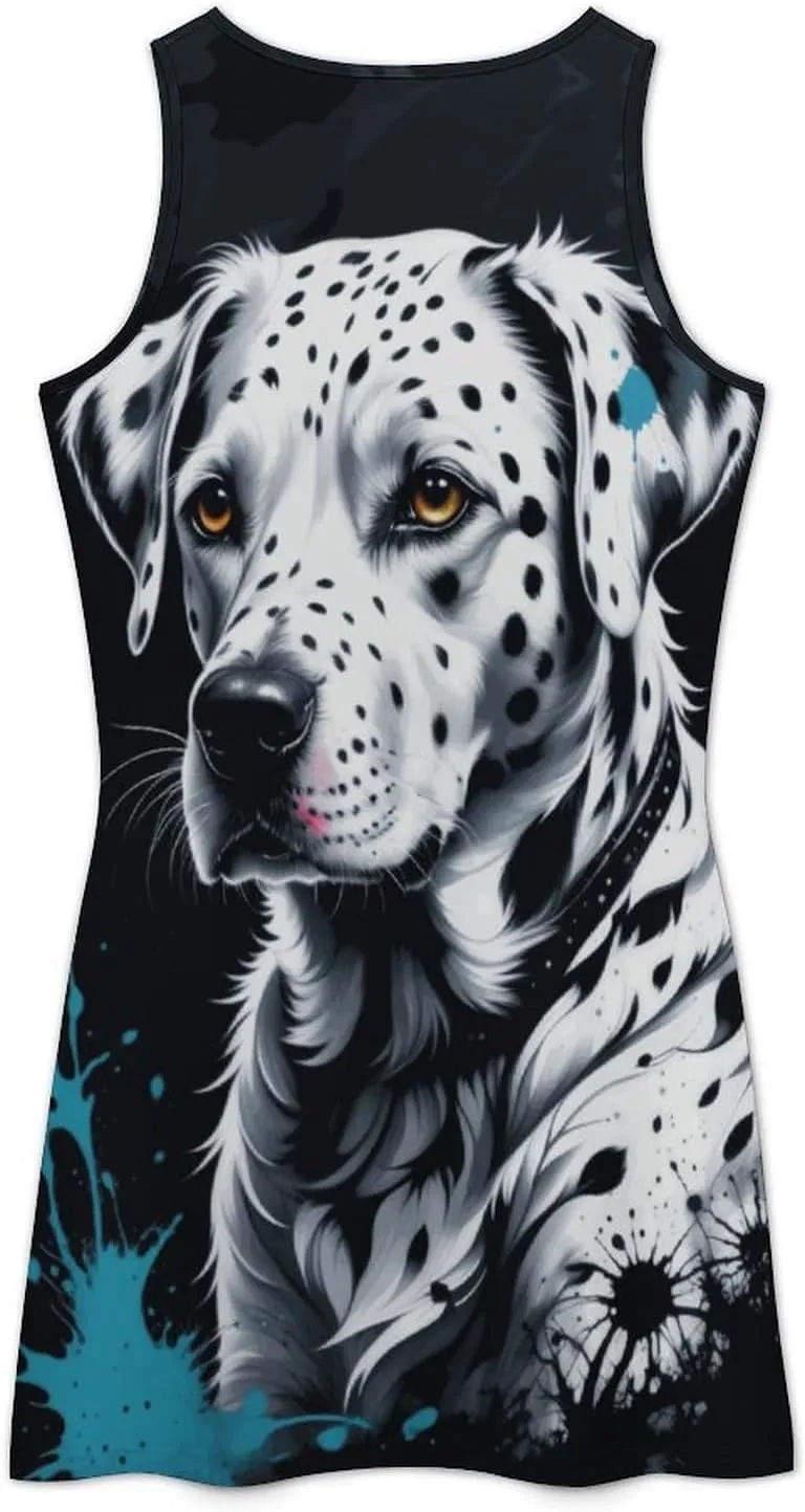 TAIZIYEAH Spotted Dog Casual Tank Top Skirt Womens Sundress Casual Summer Sexy Beach Clothes