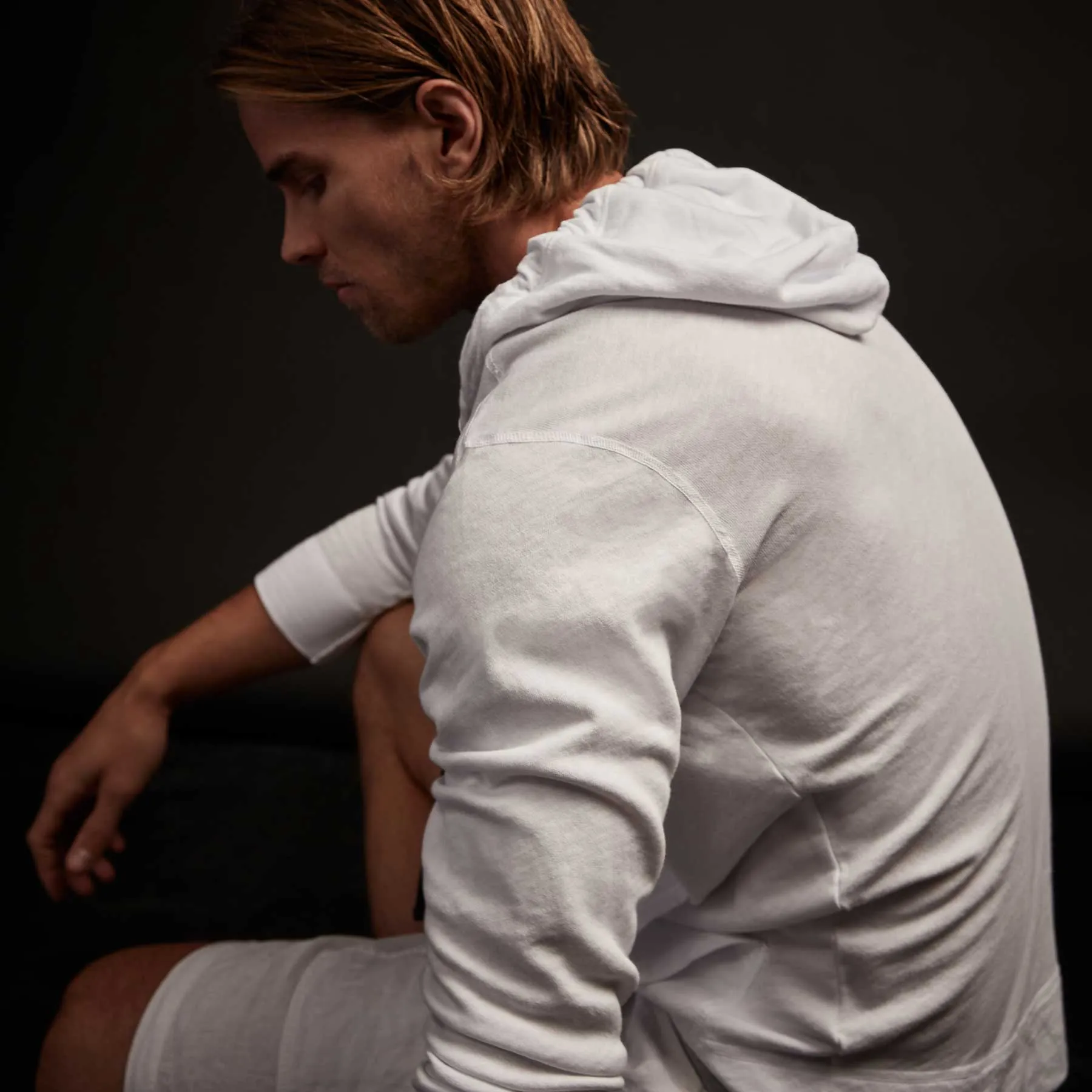 Vintage French Terry Zip Up Hoodie - White