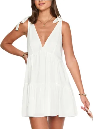 Women Floral Tie Shoulder Mini Dress Bow Ruffle Flowy Babydoll Dress Y2k Summer Boho Beach Vocation Short Sundress