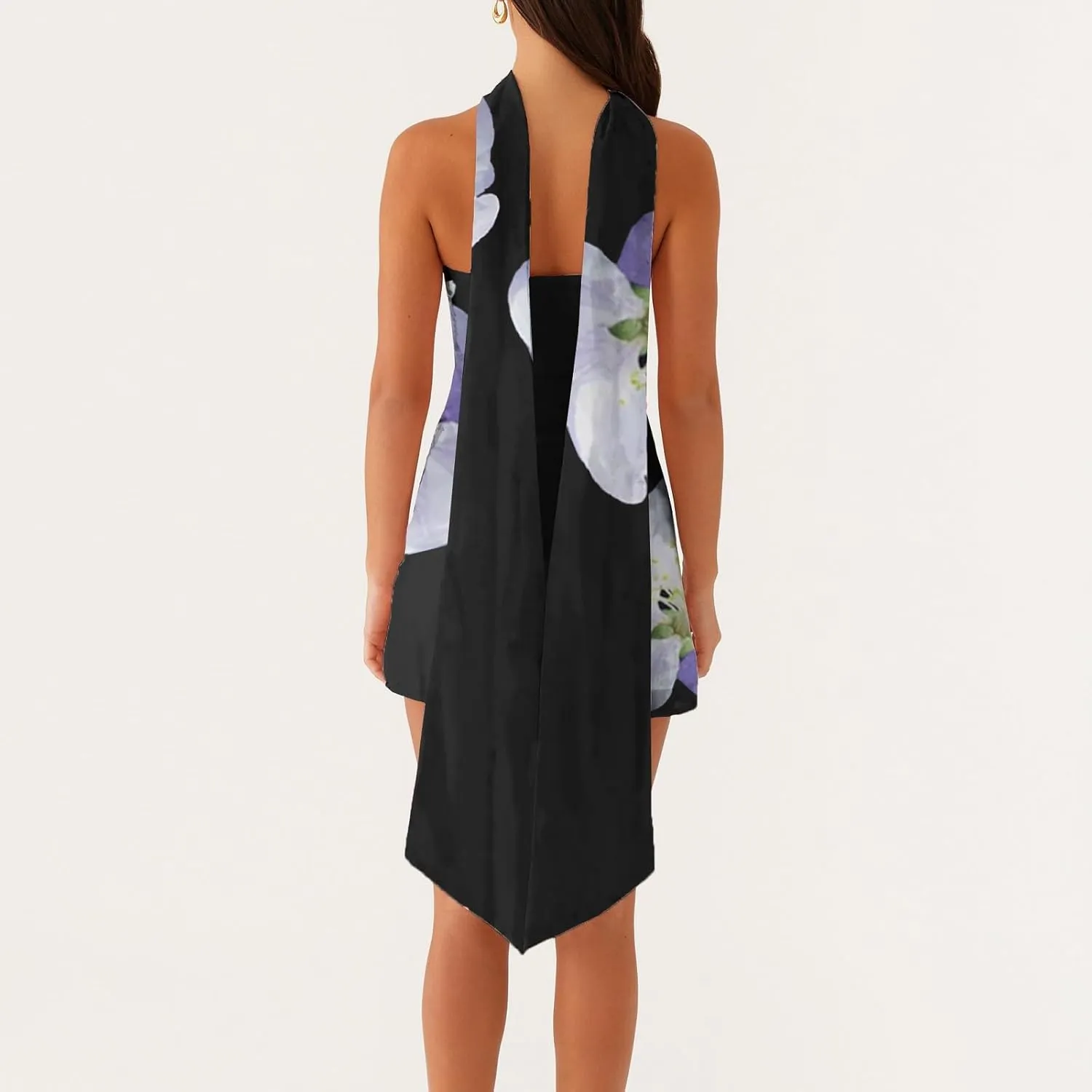 Women Sexy Floral Tube Mini Dress with Scarf Y2K Strapless Backless Short Bandeau Dress Summer Bodycon Dresses