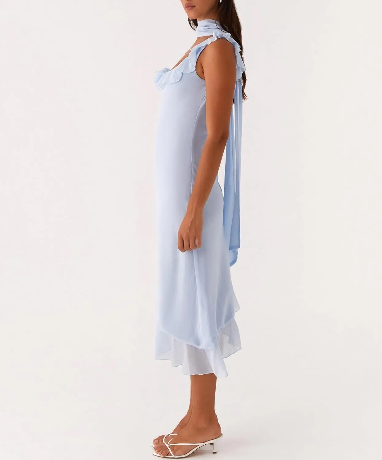 Women Y2K Floral Smocked Maxi Dress V Neck Patchwork Lace Flowy Cami Long Dress Cute Boho Tiered Beach Sundress