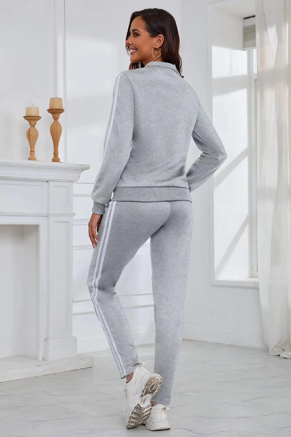 Women's 2 Piece Tracksuit Long Sleeve Track Suits Full Zip Lounge Set Sweatsuits Outfits