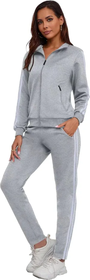 Women's 2 Piece Tracksuit Long Sleeve Track Suits Full Zip Lounge Set Sweatsuits Outfits
