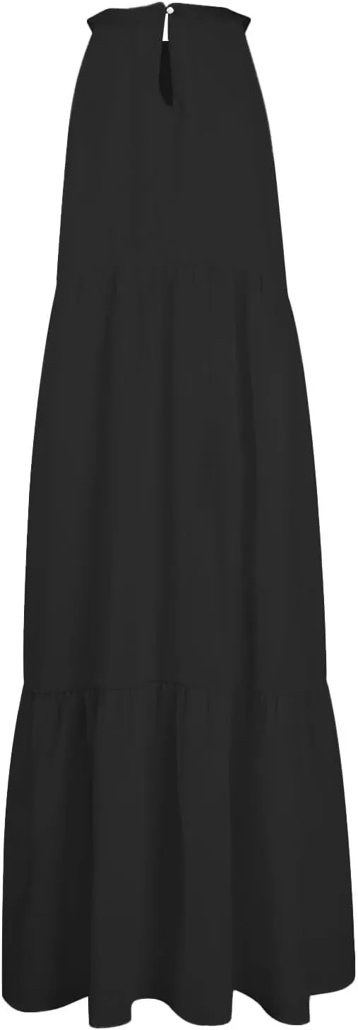 Womens Dresses Sleeveless Maxi Dresses for Women 2025 High Waisted Loose Swing Patchwork Spring