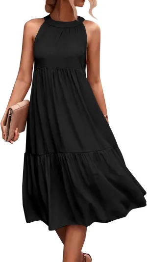 Womens Dresses Sleeveless Maxi Dresses for Women 2025 High Waisted Loose Swing Patchwork Spring