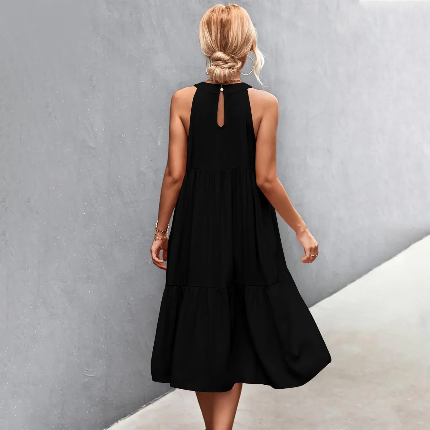Womens Dresses Sleeveless Maxi Dresses for Women 2025 High Waisted Loose Swing Patchwork Spring