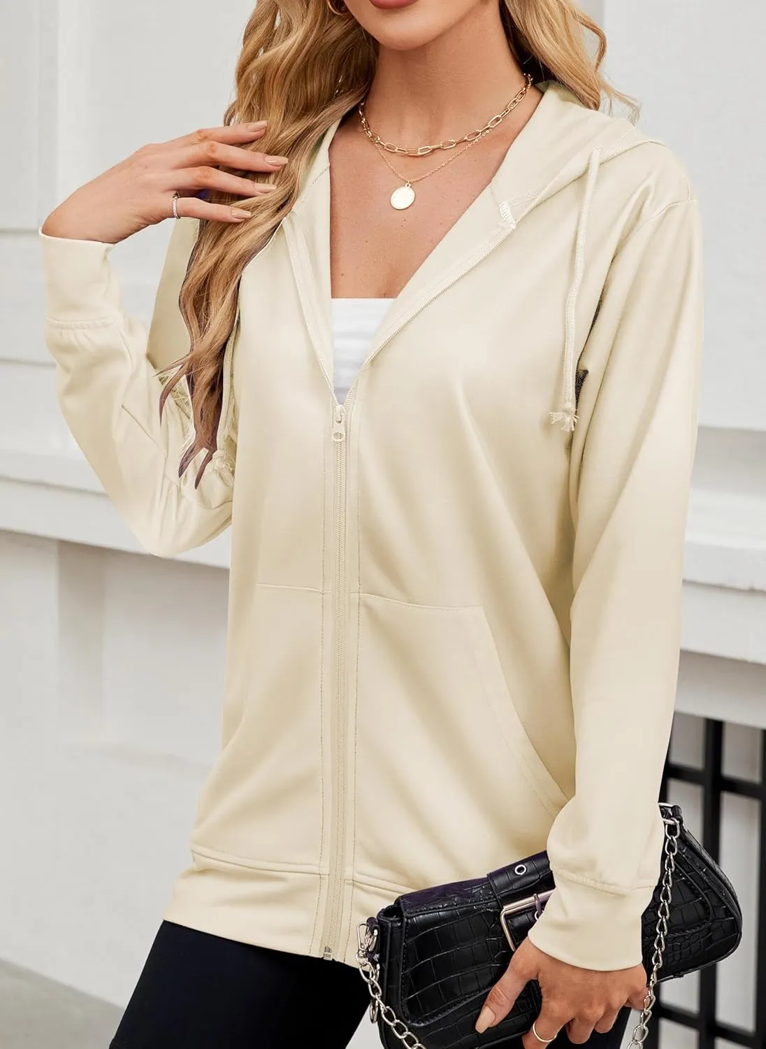 Women's Zip Up Hoodies Long Sleeve Sweatshirts Fall Outfits Casual Oversized Full Zip Hooded Jacket 2025 Fashion