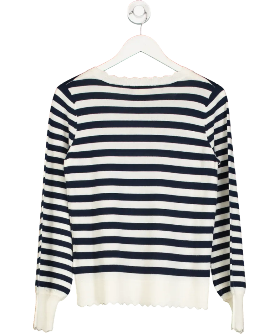Wyse London Cream Fleurine Scallop Jumper - Midnight/ecru Stripe UK S