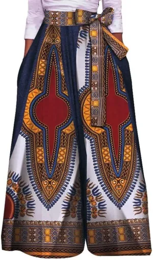 XIAOHUAGUA Women's High Waist Loose Long Pants African Dashiki Print Wide Leg Trousers Pant Plus Sizes