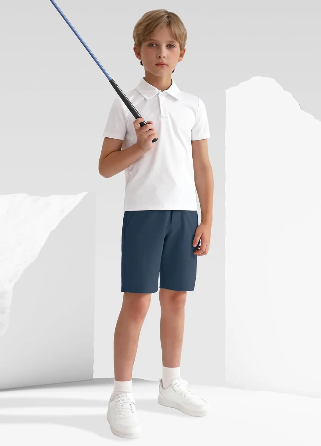 Youth Boys Golf Shorts Stretch Lightweight Kids School Uniform Clothes Flat Front Casual Khaki Hybrid Chino Dress Short