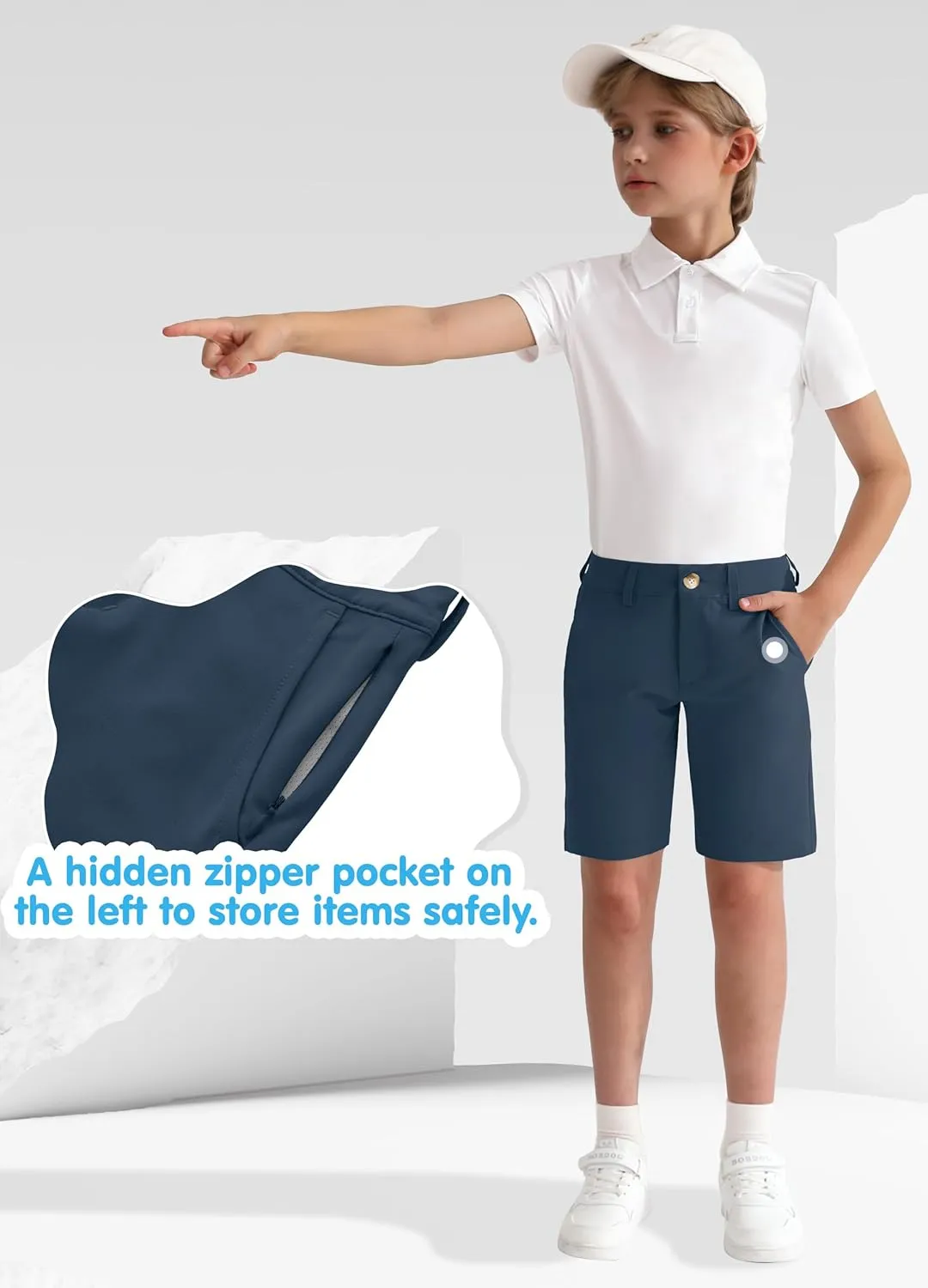 Youth Boys Golf Shorts Stretch Lightweight Kids School Uniform Clothes Flat Front Casual Khaki Hybrid Chino Dress Short